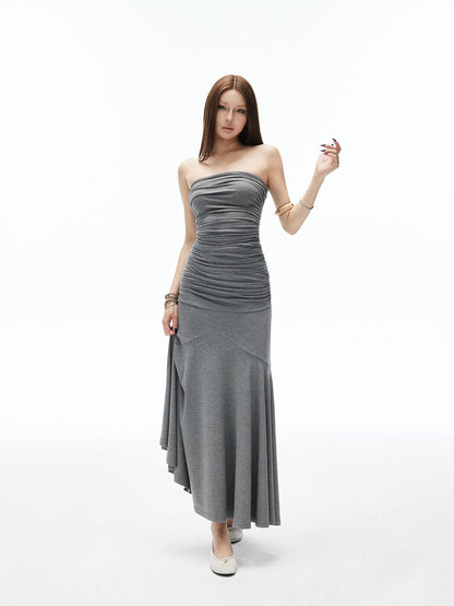 iamxiaa 3d Ruching Strapless Fitted Lowrise Paneled Mermaid Women&