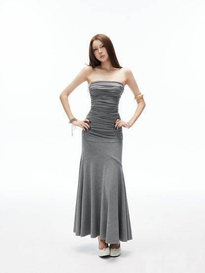 iamxiaa 3d Ruching Strapless Fitted Lowrise Paneled Mermaid Women&