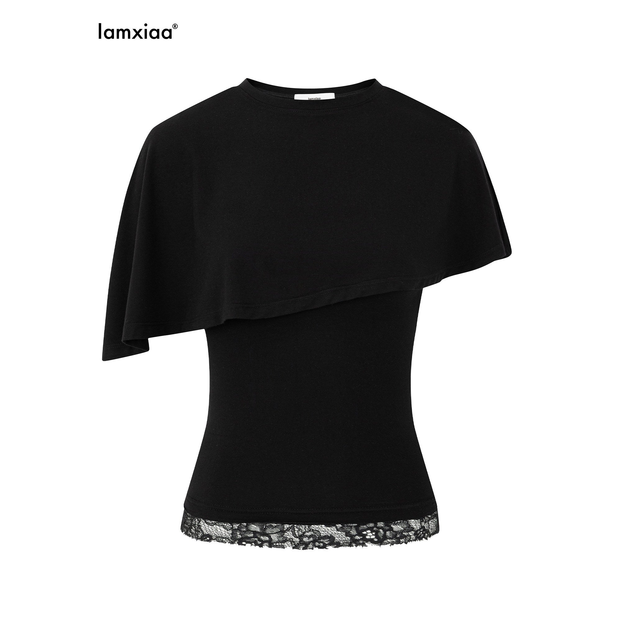 iamxiaa_Asymmetrical_Capelet_Two_Piece_Bustier_Spliced_Lace_Women&