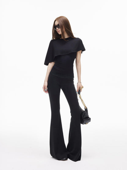 iamxiaa Asymmetrical Capelet Two Piece Bustier Spliced Lace Women&