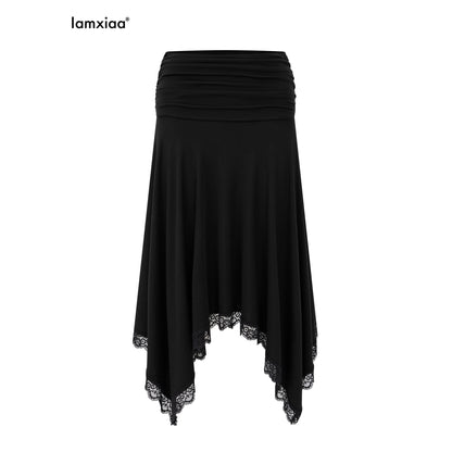 iamxiaa_Asymmetrical_Wavy_Pleats_Ruched_Low_Waist_Lace_Women&