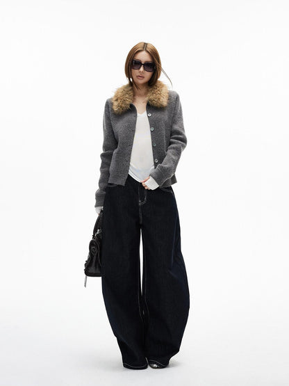 iamxiaa Black Contrast Topstitch Curved Leg Women&
