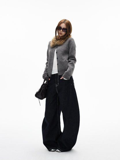 iamxiaa Black Contrast Topstitch Curved Leg Women&