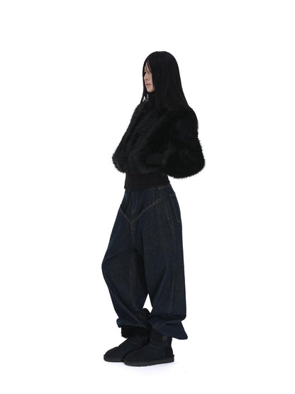 iamxiaa Black Cropped Stand Collar Zipper Petite Women&
