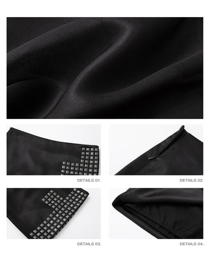 iamxiaa Black Cross Rhinestone Low Waist Slim Fit Women&