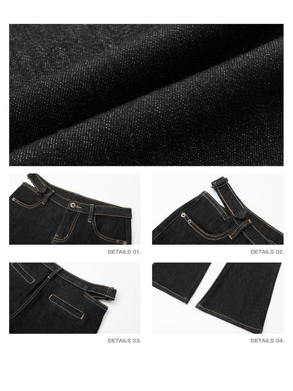 iamxiaa Black Cutout Adjustable Low Rise Slim Women&