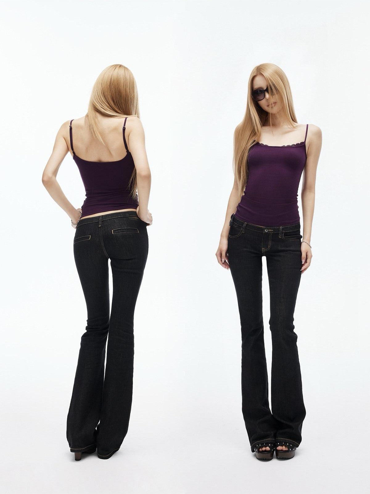 iamxiaa Black Cutout Adjustable Low Rise Slim Women&