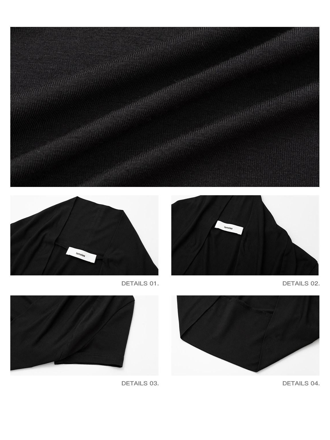 iamxiaa Black Diagonal Natural Pleated Short Slim Women&