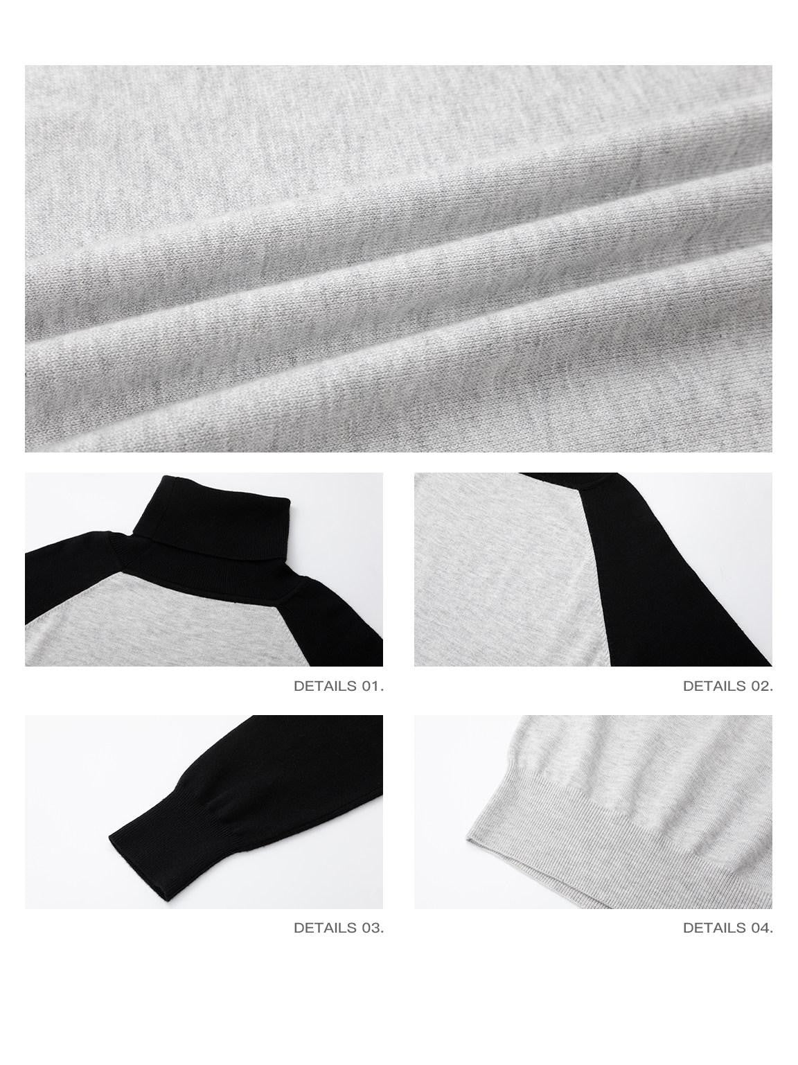 iamxiaa Black Gray Colorblock Raglan High Neck Women&