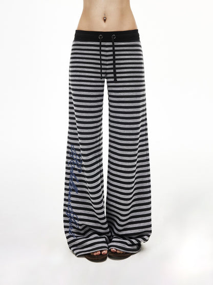 iamxiaa Black Grey Striped Sequin Embroidered Low Rise Women&
