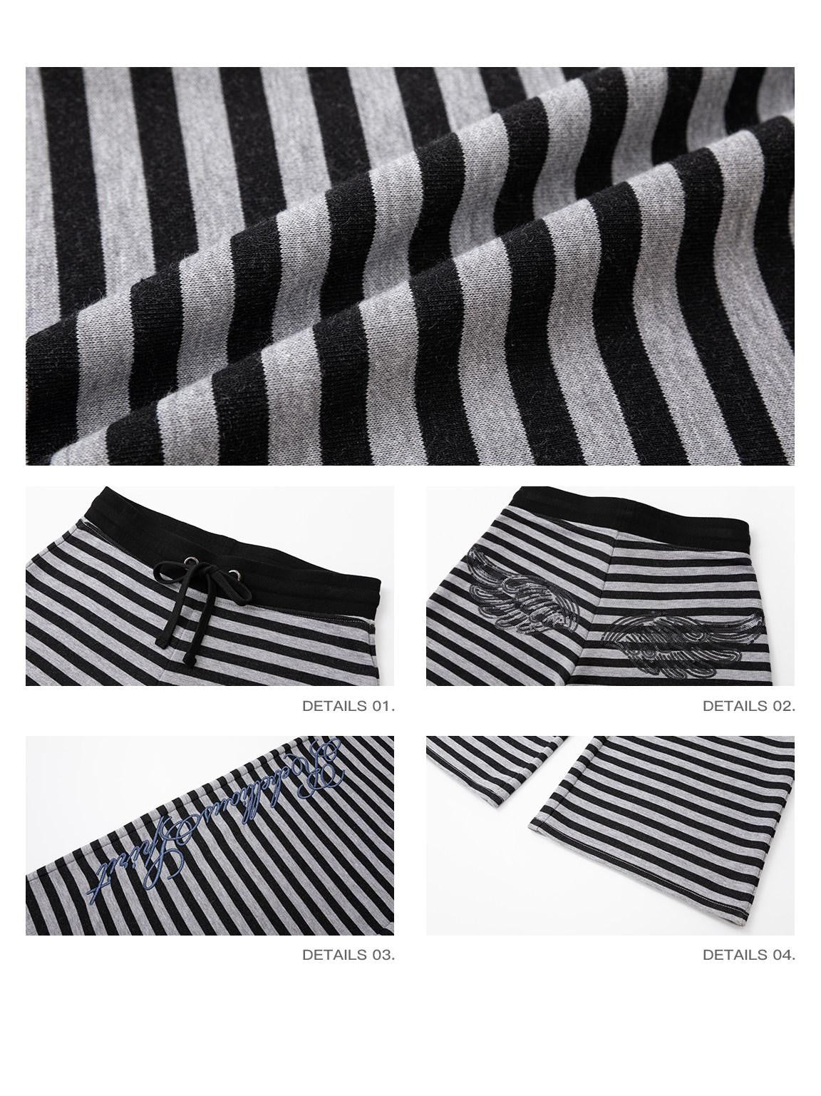 iamxiaa Black Grey Striped Sequin Embroidered Low Rise Women&