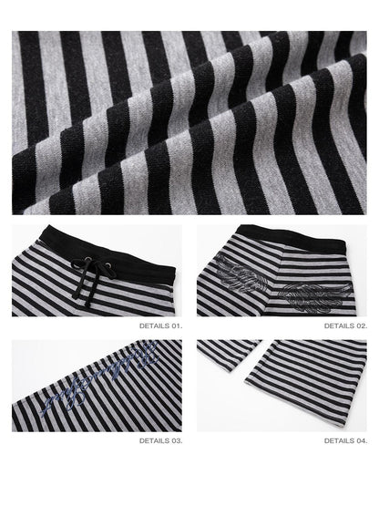 iamxiaa Black Grey Striped Sequin Embroidered Low Rise Women&