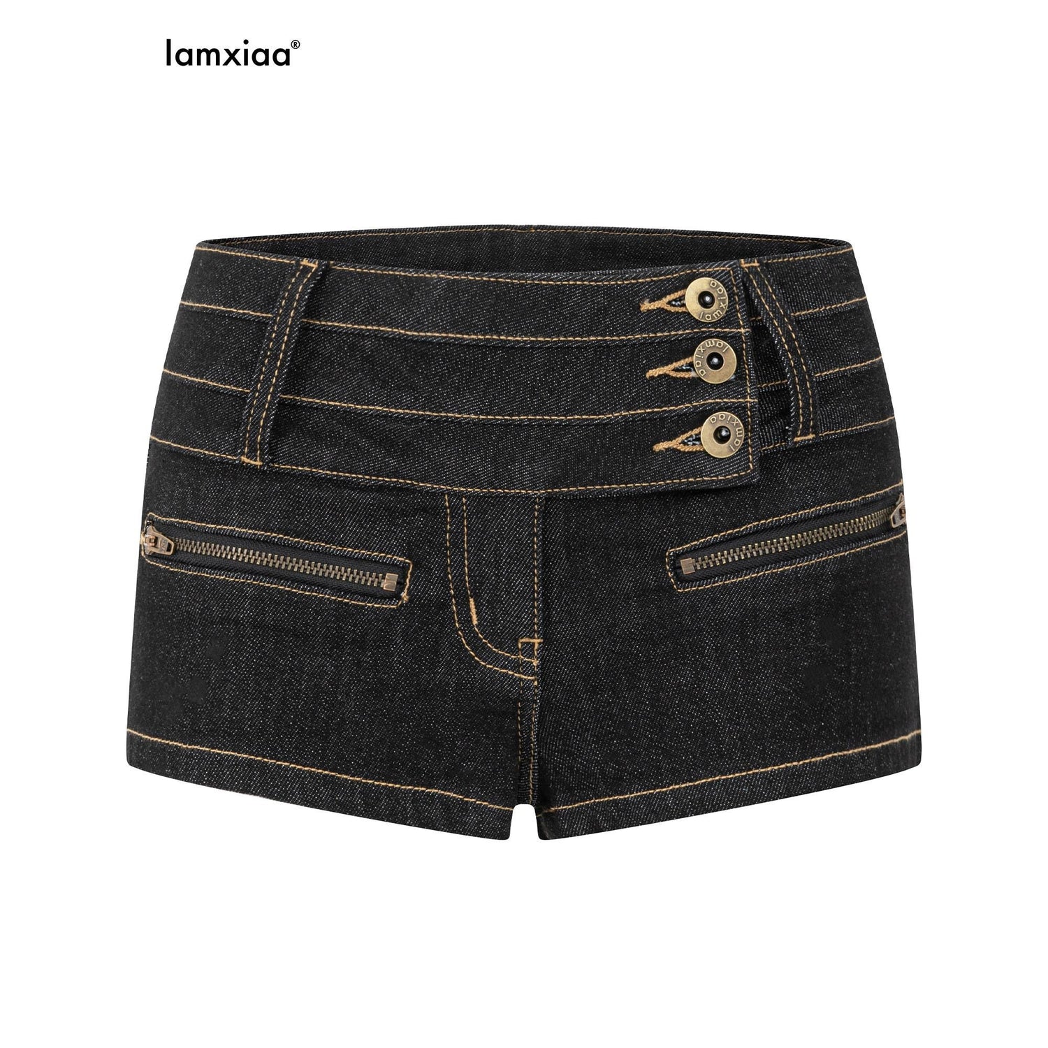iamxiaa_Black_Multi_Button_Topstitch_Low_Rise_Wide_Waistband_Women&