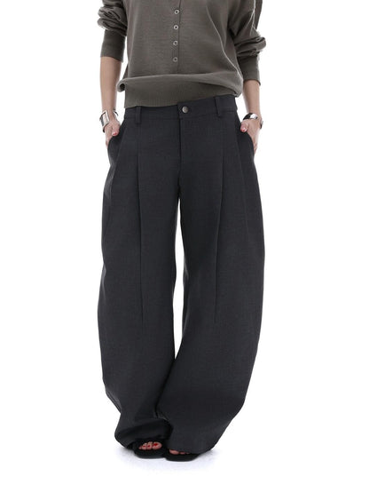 iamxiaa Black Pressed Pleat 3d Tailored Curved Leg Women&