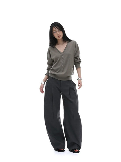 iamxiaa Black Pressed Pleat 3d Tailored Curved Leg Women&
