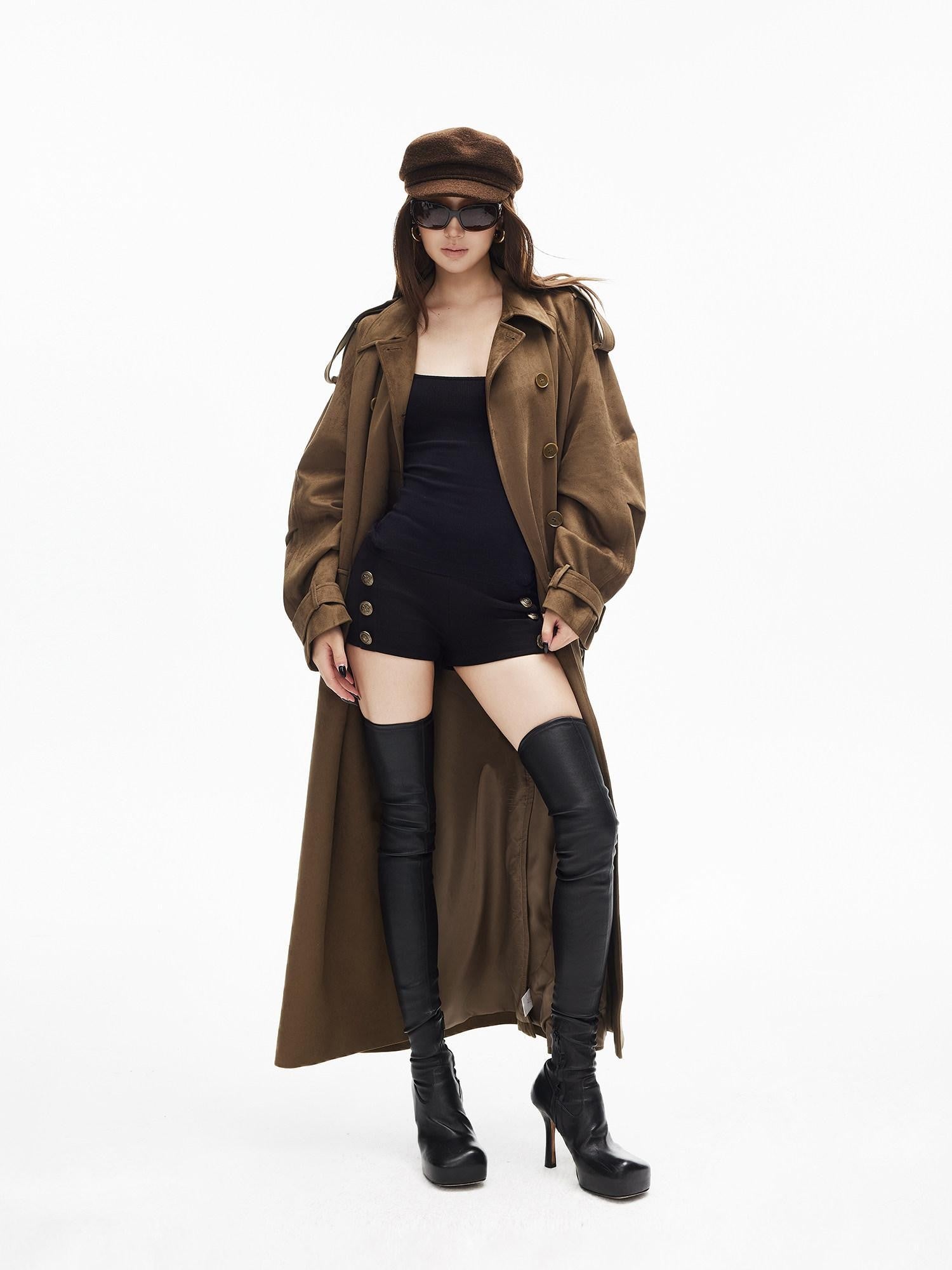 iamxiaa Black Symmetric Bronze Buttons Women&