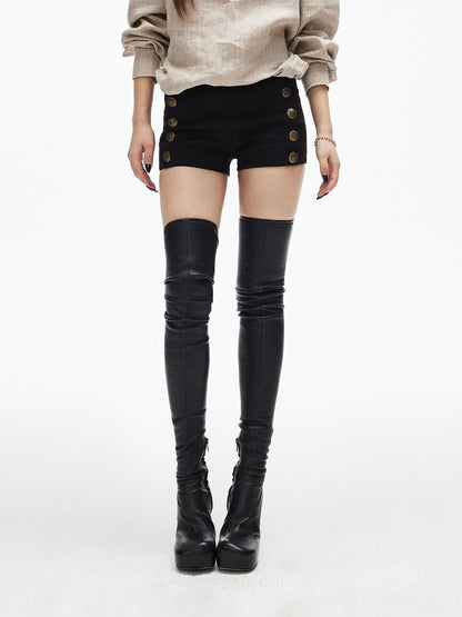 iamxiaa Black Symmetric Bronze Buttons Women&