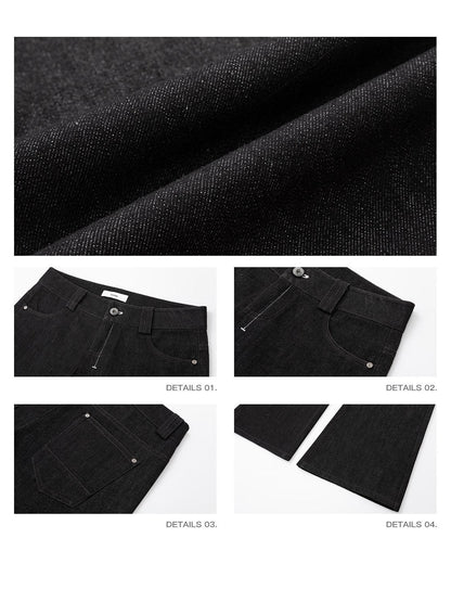 iamxiaa Black Twill Non Stretch Low Rise Butt Lifting Women&