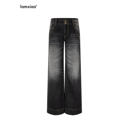 iamxiaa_Black_Washed_Double_Button_Wide_Waist_Women&
