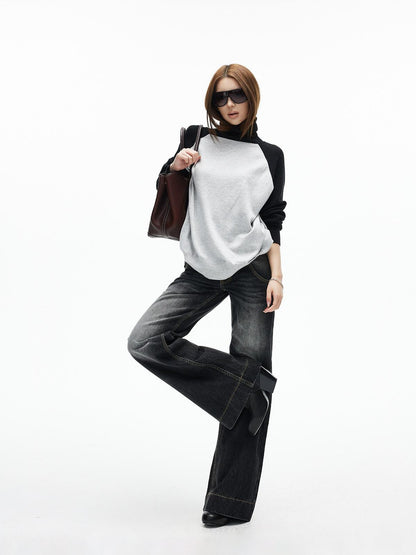 iamxiaa Black Washed Double Button Wide Waist Women&