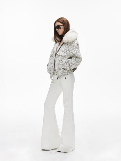 iamxiaa Black White Embossed Floral Women&