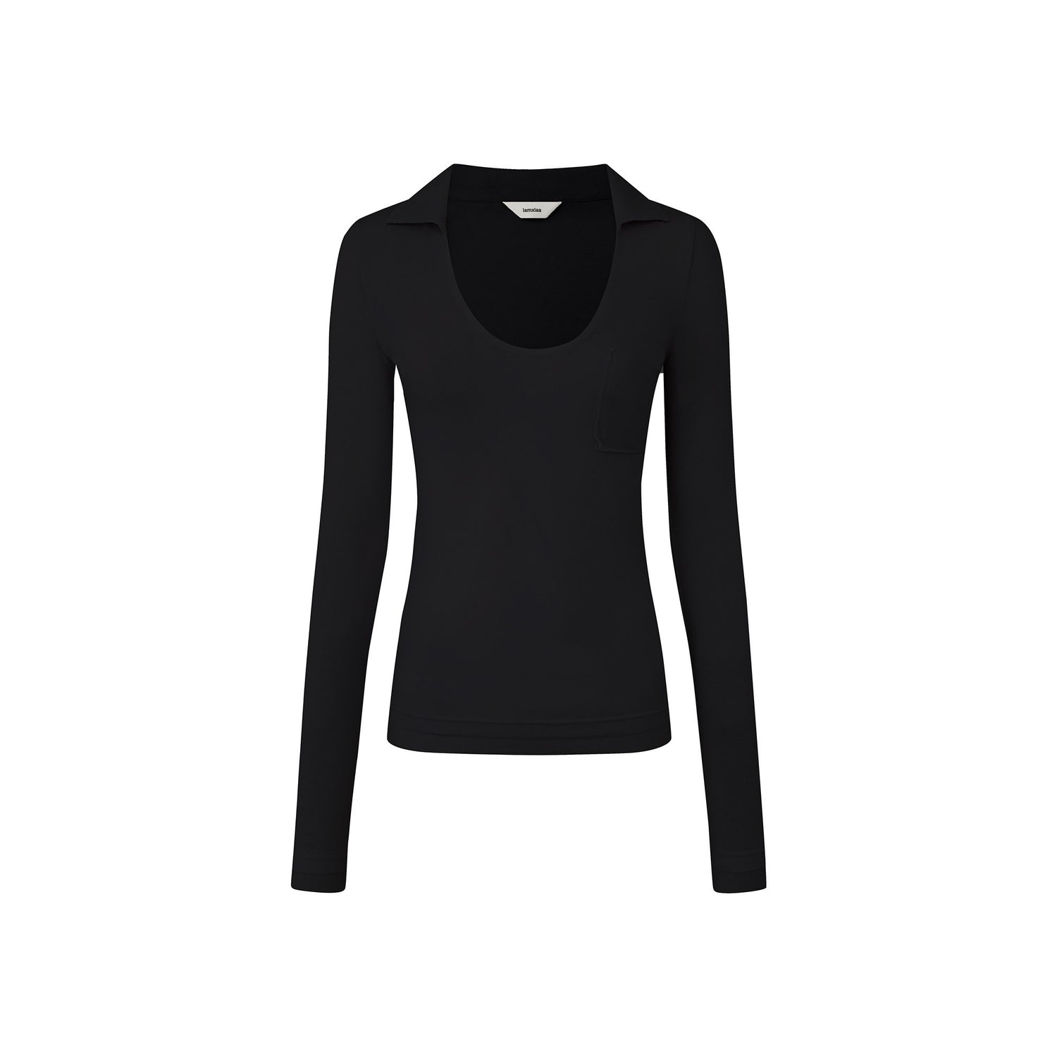 iamxiaa_Black_White_Fringed_Polo_Collar_Knit_Women&