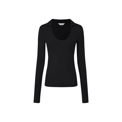iamxiaa_Black_White_Fringed_Polo_Collar_Knit_Women&