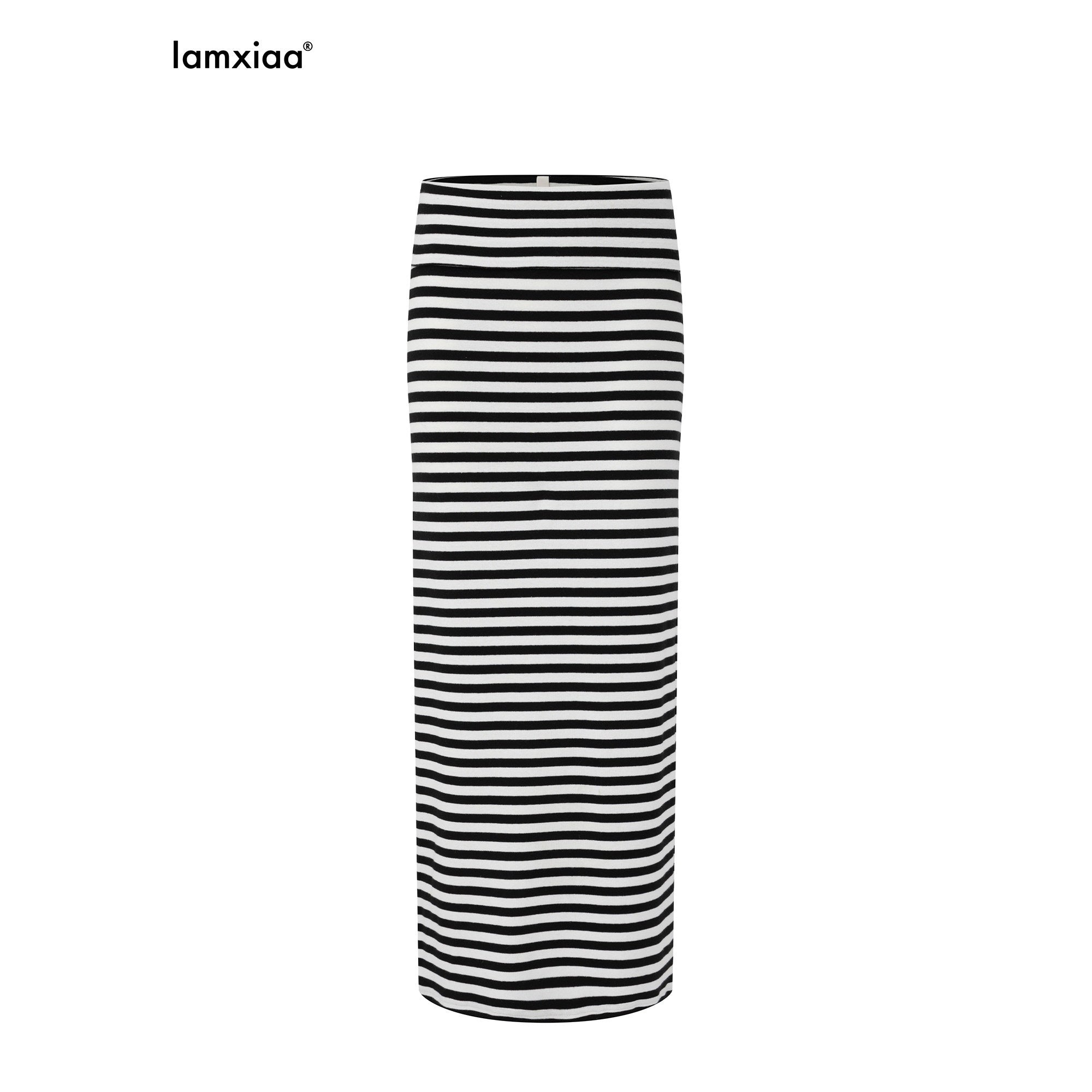 iamxiaa_Black_White_Stripe_Hline_Foldover_Waist_Women&