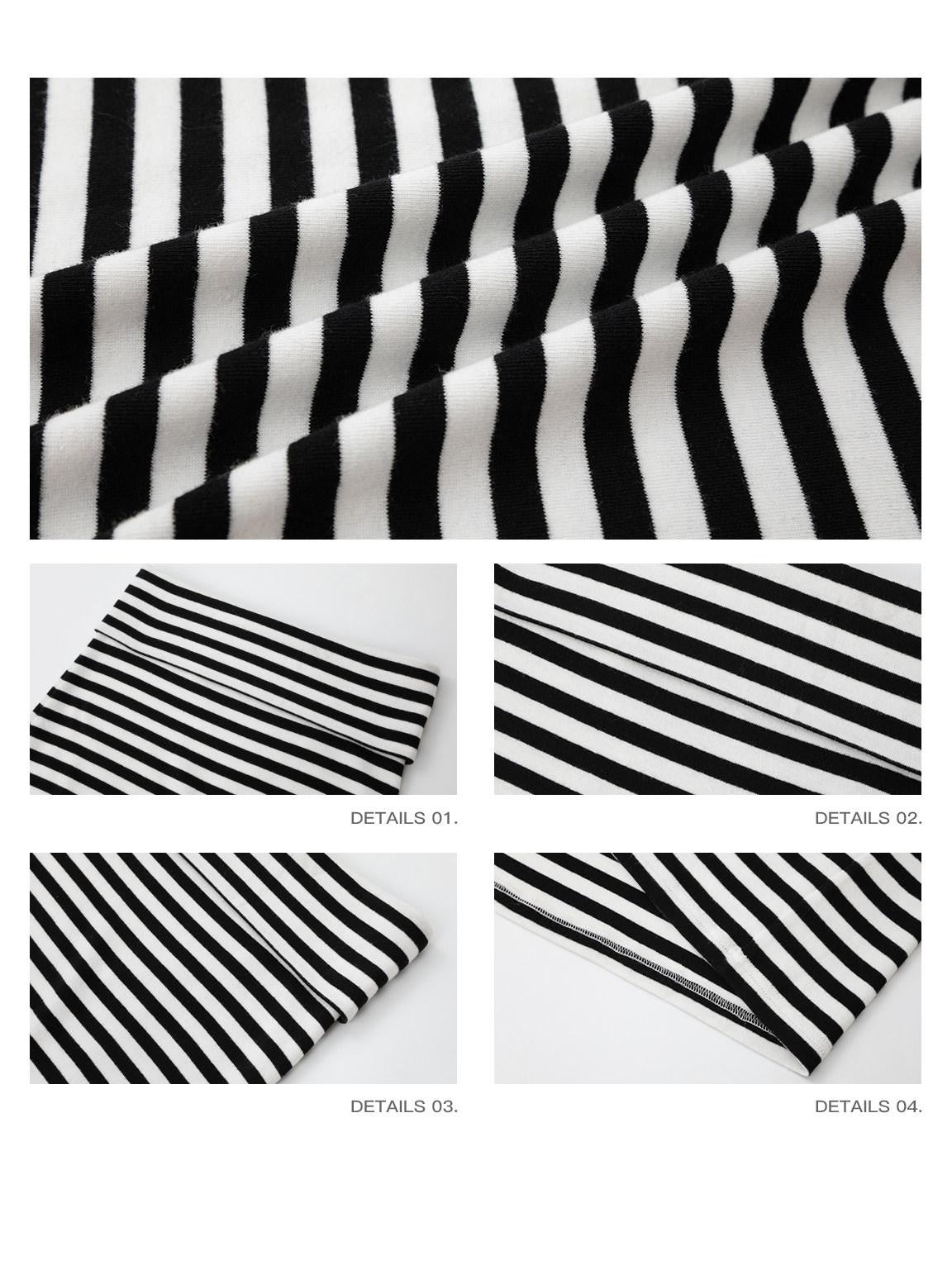 iamxiaa Black White Stripe Hline Foldover Waist Women&