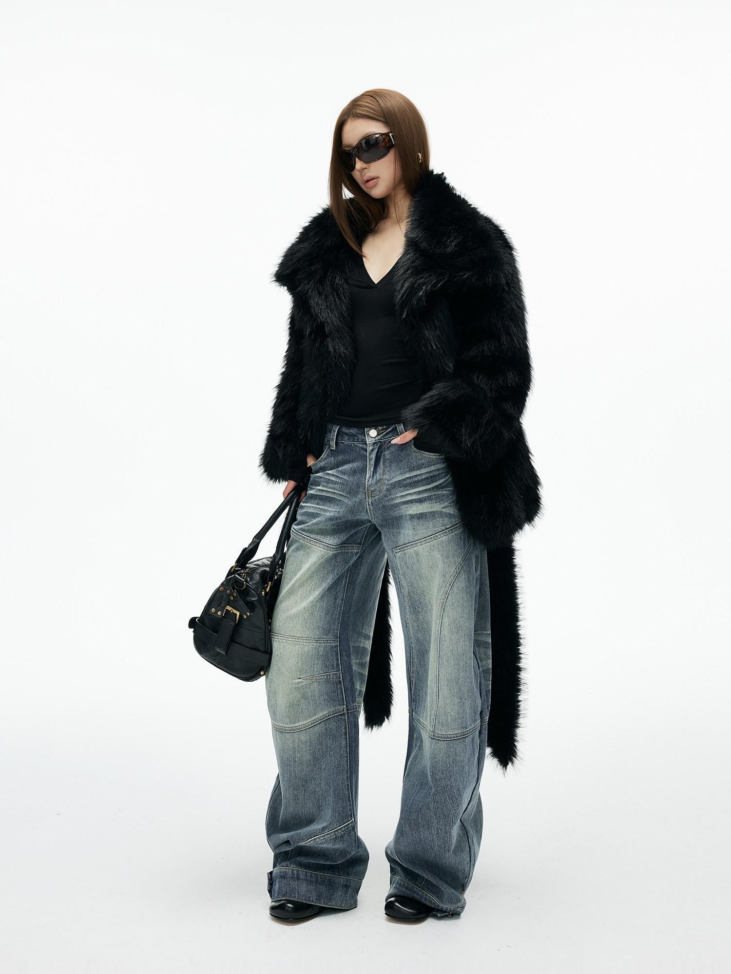 iamxiaa Black Wide Lapel Long Straight Self Tie Belt Women&