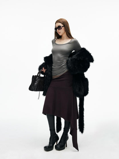 iamxiaa Black Wide Lapel Long Straight Self Tie Belt Women&