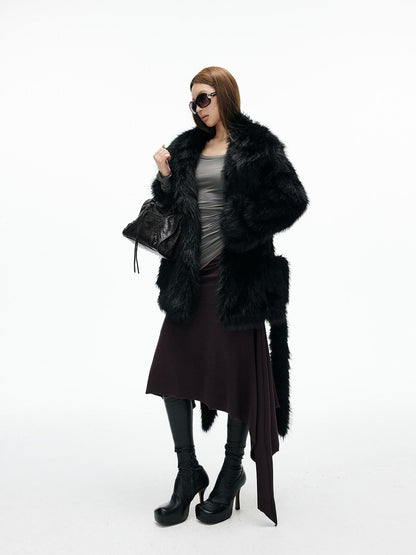 iamxiaa Black Wide Lapel Long Straight Self Tie Belt Women&
