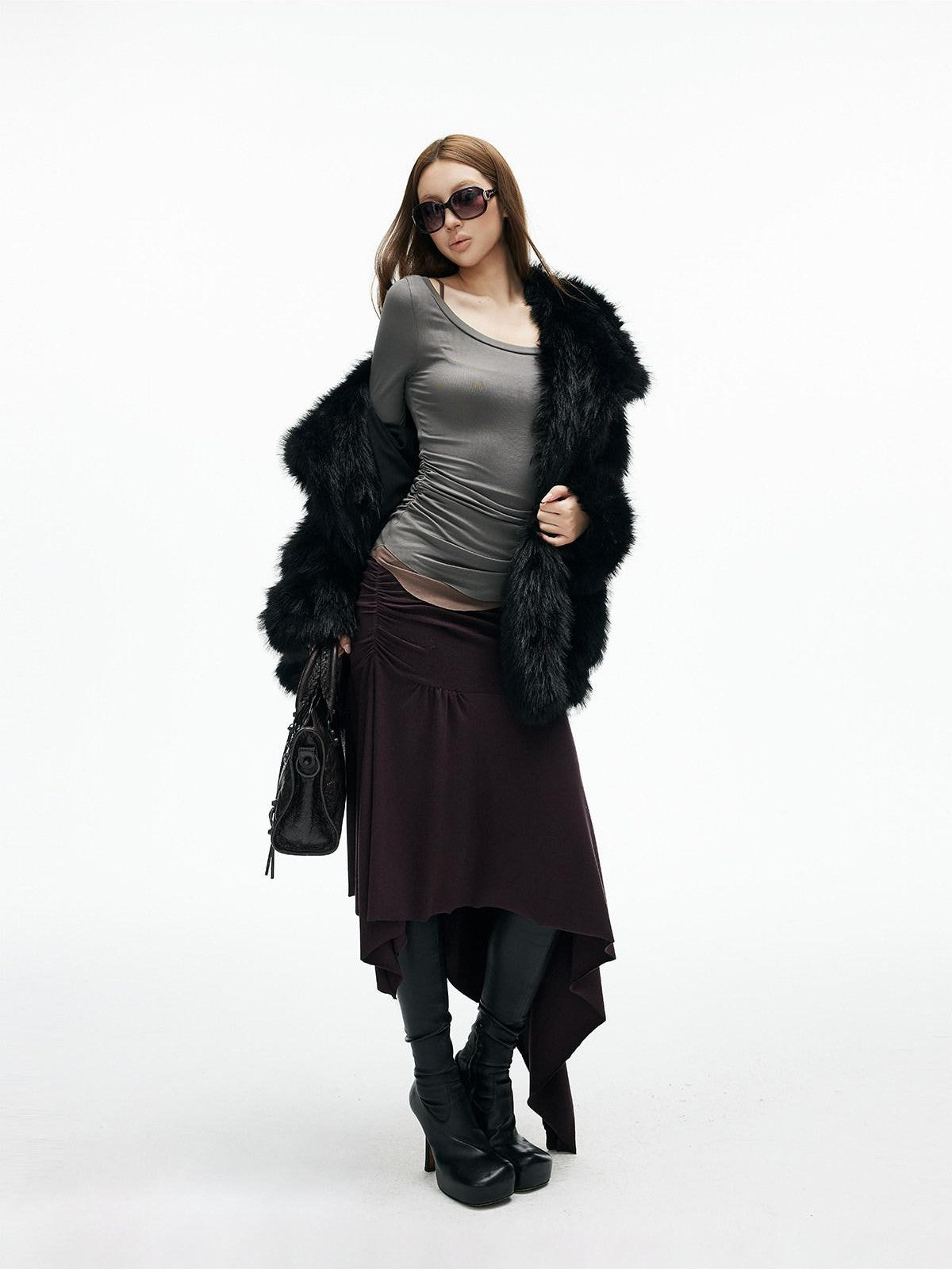 iamxiaa Black Wide Lapel Long Straight Self Tie Belt Women&