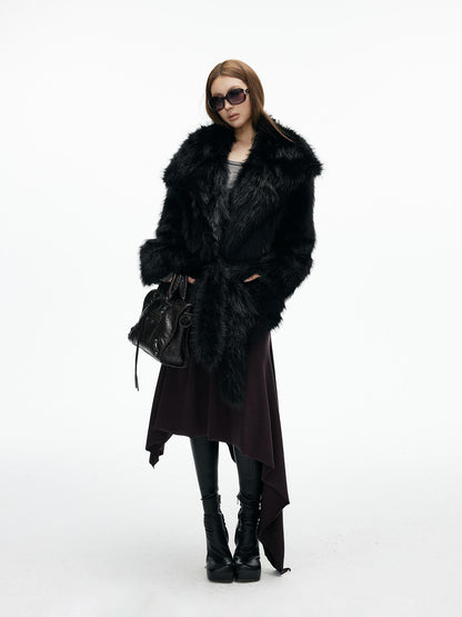 iamxiaa Black Wide Lapel Long Straight Self Tie Belt Women&