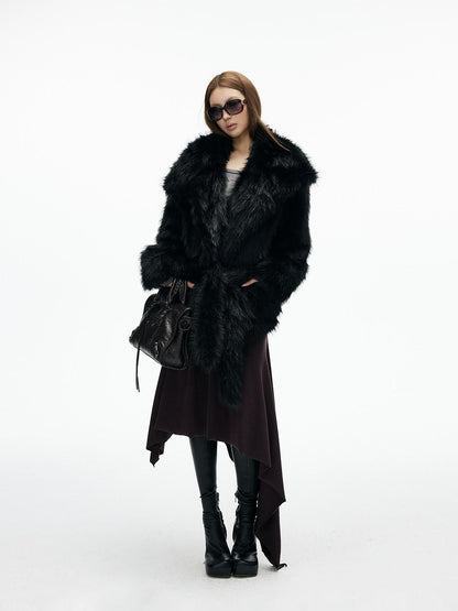 iamxiaa Black Wide Lapel Long Straight Self Tie Belt Women&