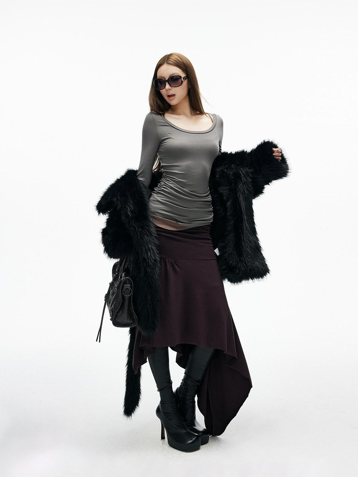 iamxiaa Black Wide Lapel Long Straight Self Tie Belt Women&
