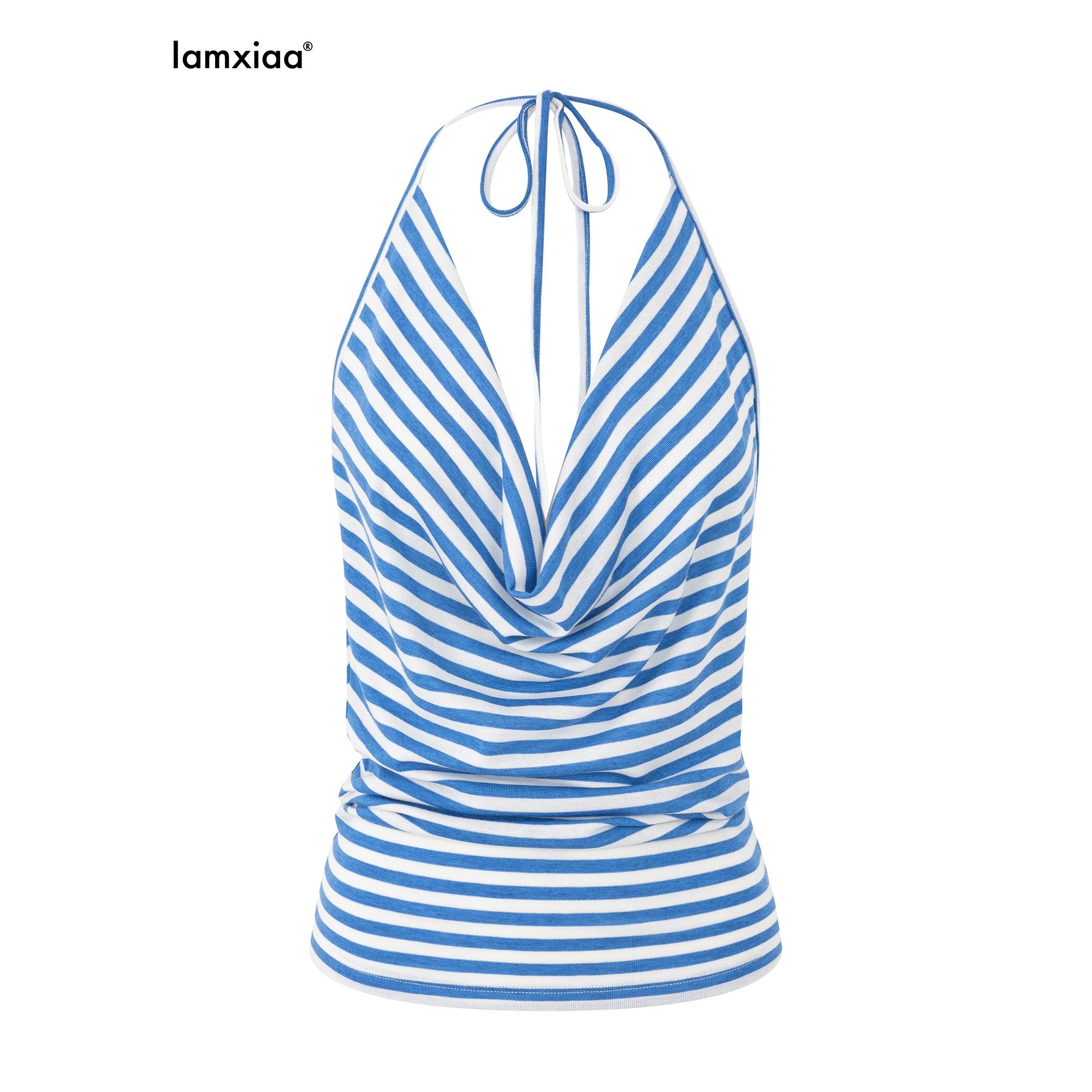 iamxiaa_Blue_White_Stripe_Ruched_Cowl_Backless_Lace_Women&