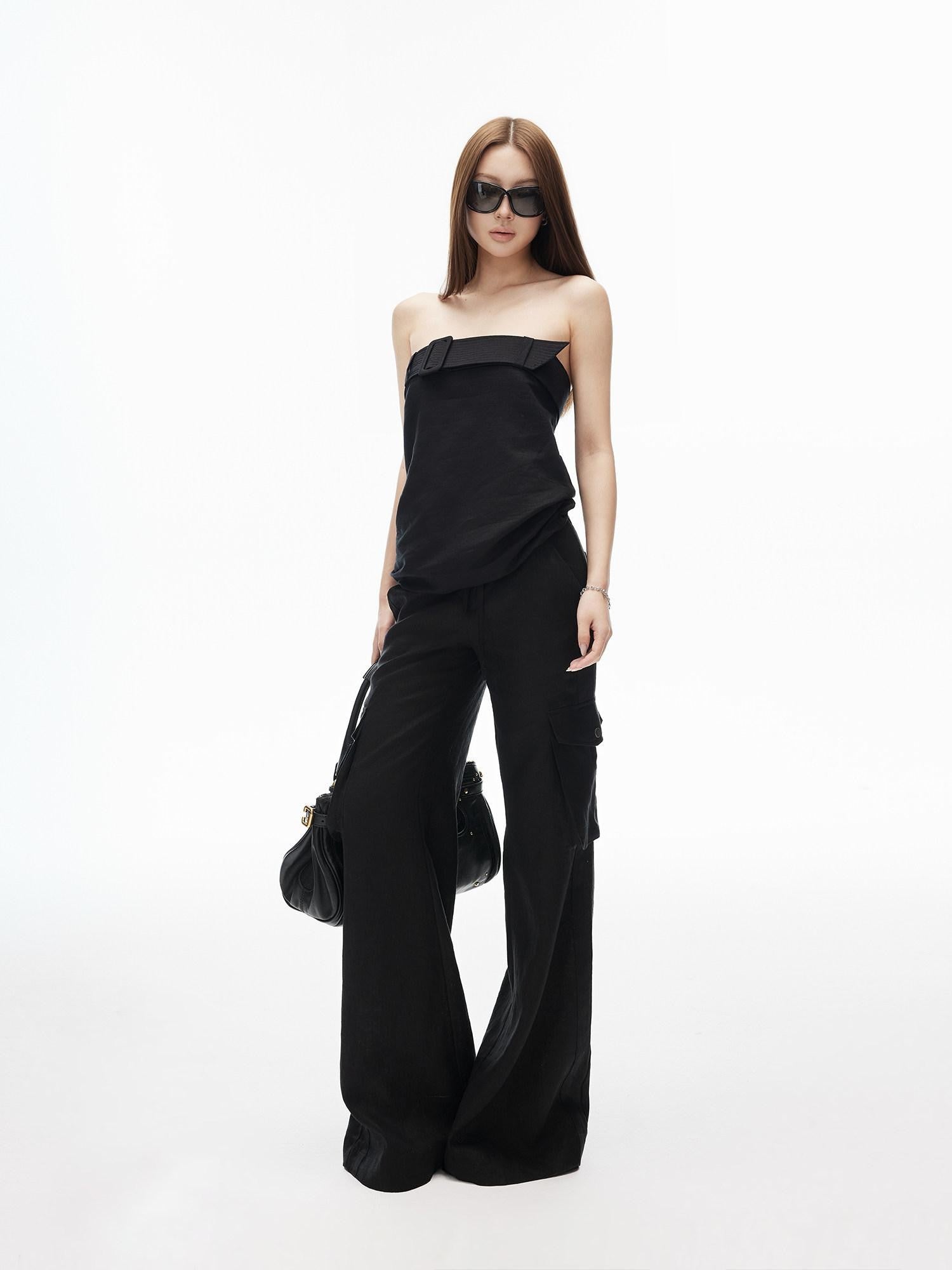 iamxiaa Breathable Straight Neck A Line Adjustable Hem Women&