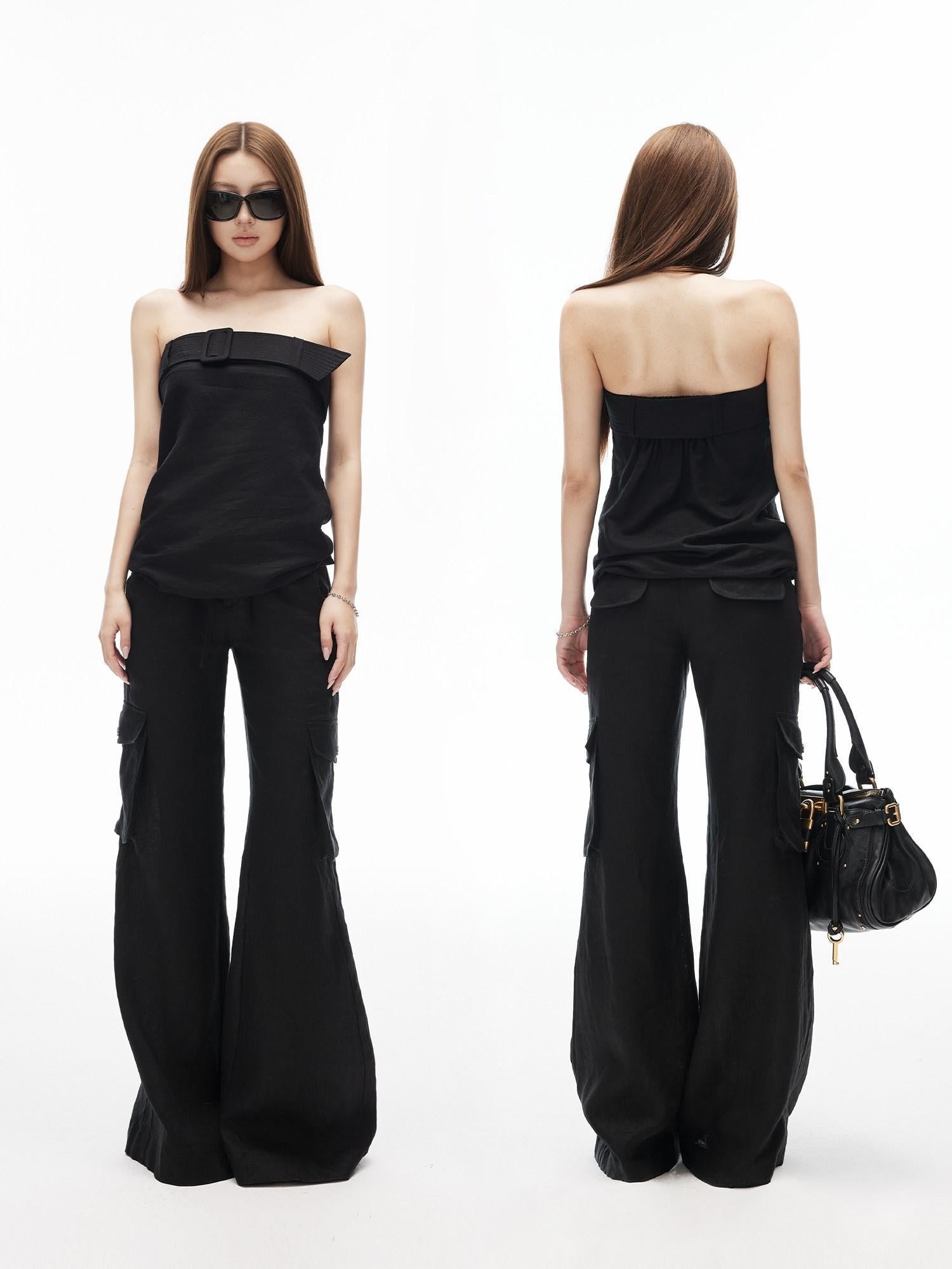 iamxiaa Breathable Straight Neck A Line Adjustable Hem Women&