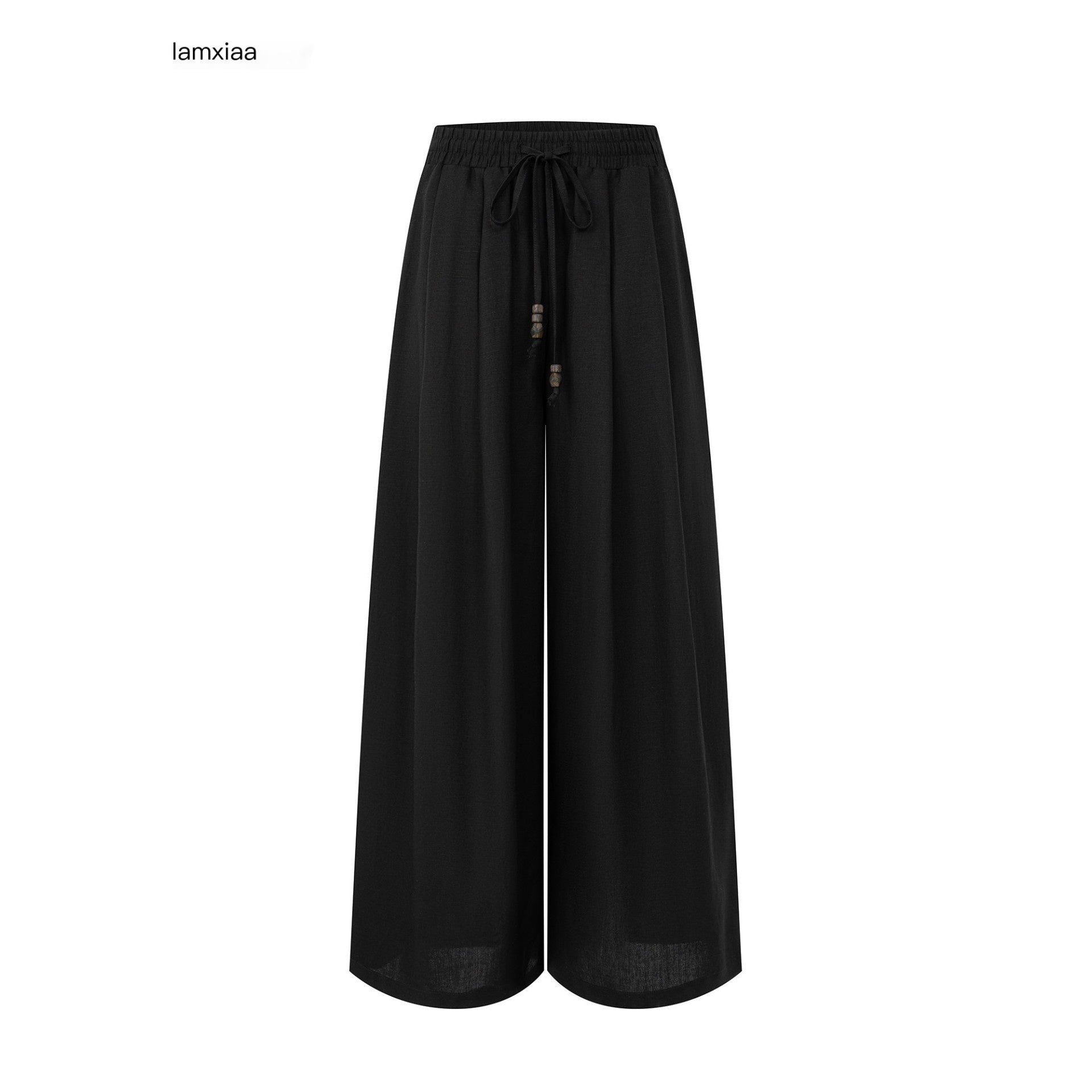 iamxiaa_Breathable_Textured_Beaded_Drawstring_Double_Pleat_Low_Rise_Women&