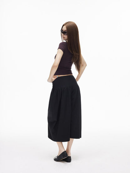 iamxiaa Bubble Texture Ruched Low Rise Wide Waist Slimming Loose Women&
