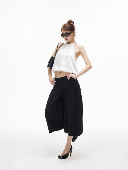 iamxiaa Bubble Texture Ruched Low Rise Wide Waist Slimming Loose Women&