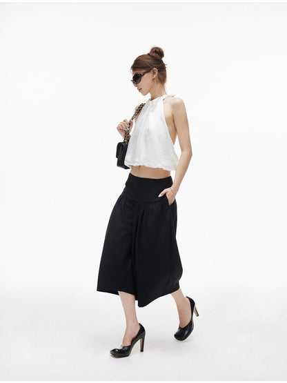 iamxiaa Bubble Texture Ruched Low Rise Wide Waist Slimming Loose Women&