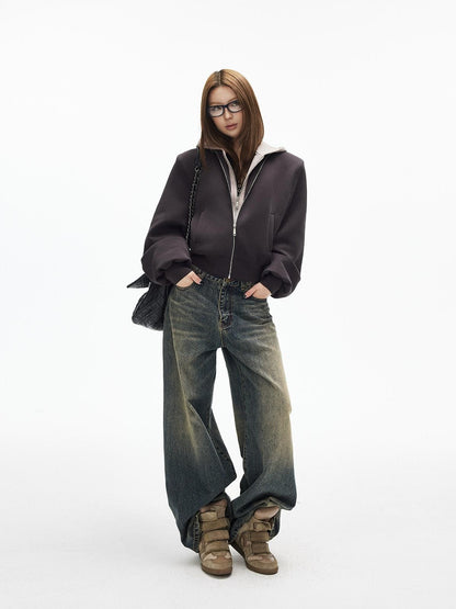 iamxiaa Cement Yellow Colorblock Deconstructed Pockets Women&