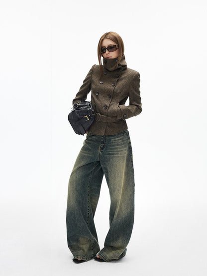 iamxiaa Cement Yellow Colorblock Deconstructed Pockets Women&