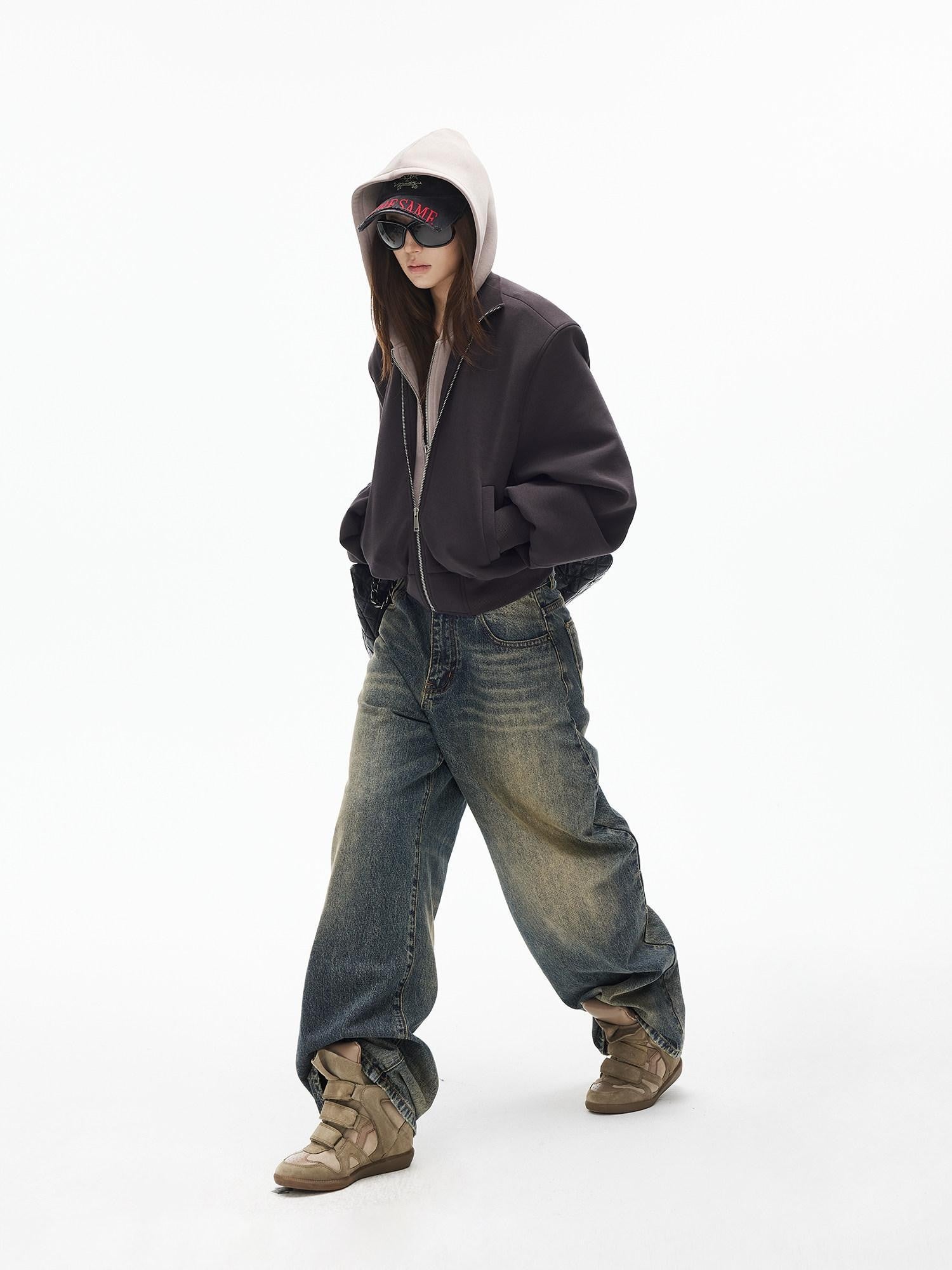 iamxiaa Cement Yellow Colorblock Deconstructed Pockets Women&