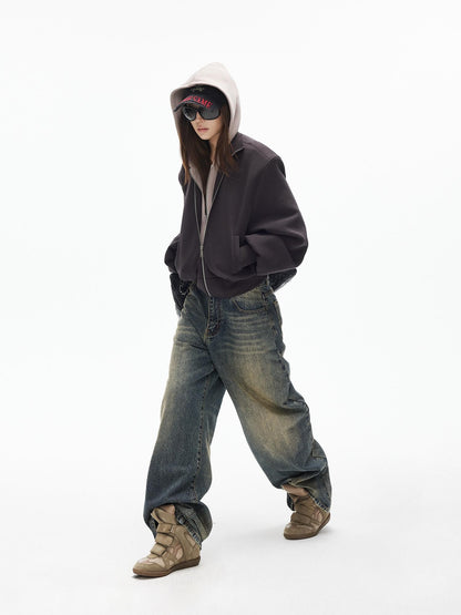 iamxiaa Cement Yellow Colorblock Deconstructed Pockets Women&