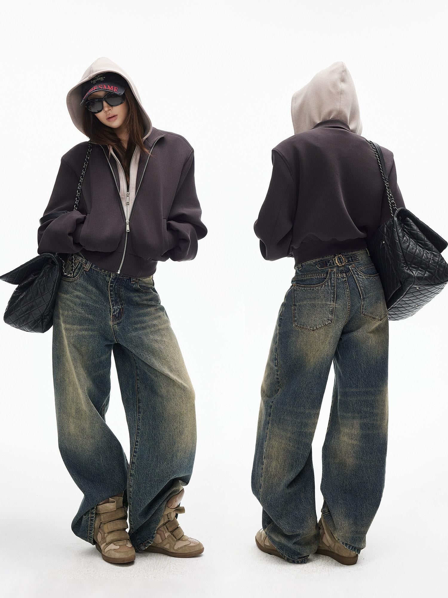 iamxiaa Cement Yellow Colorblock Deconstructed Pockets Women&