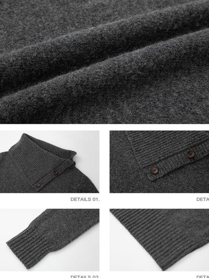 iamxiaa Chunky Knit Buttoned Foldover Collar Women&