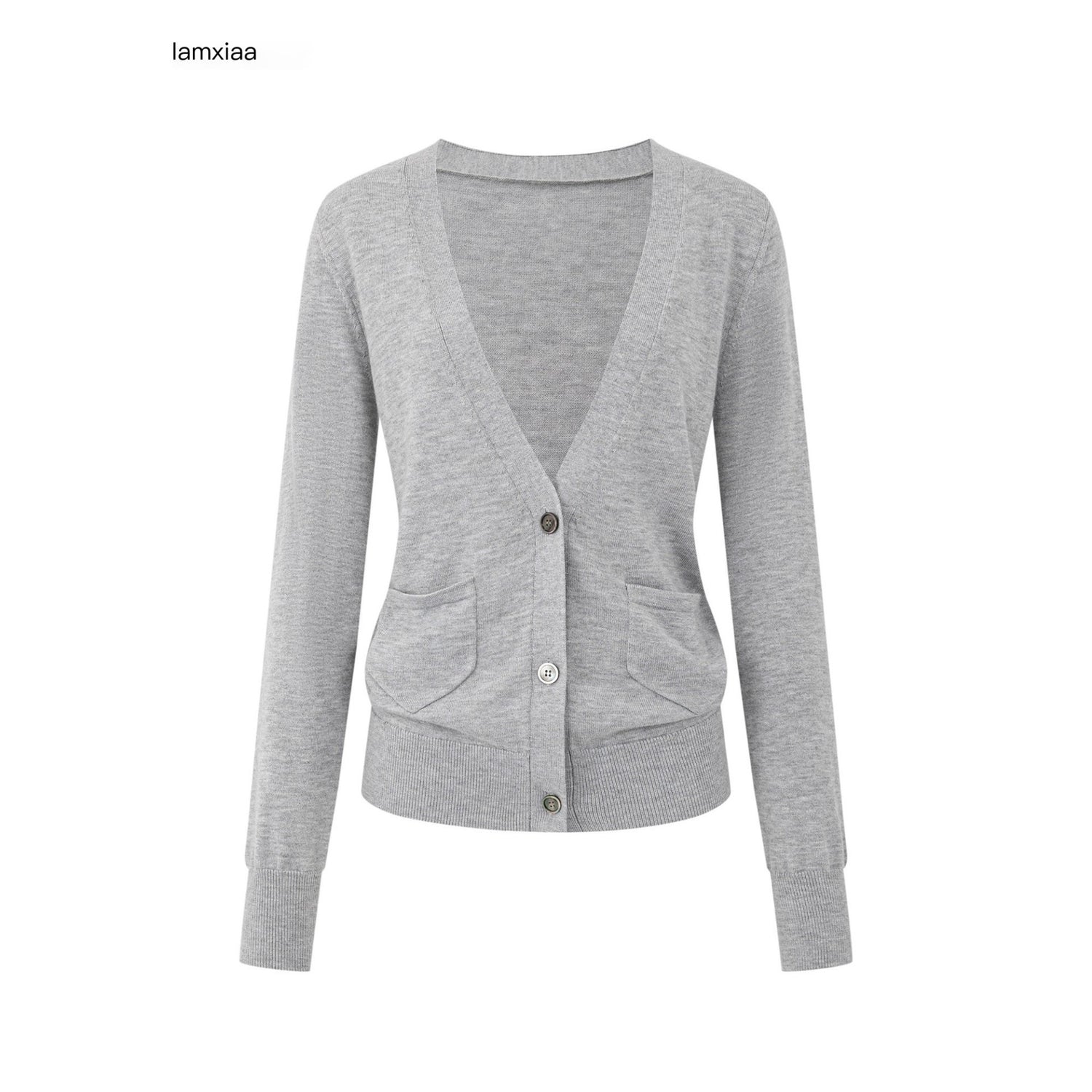 iamxiaa_Cloudlike_Deep_V-neck_Shell_Buttons_Ribbed_Edge_Women&